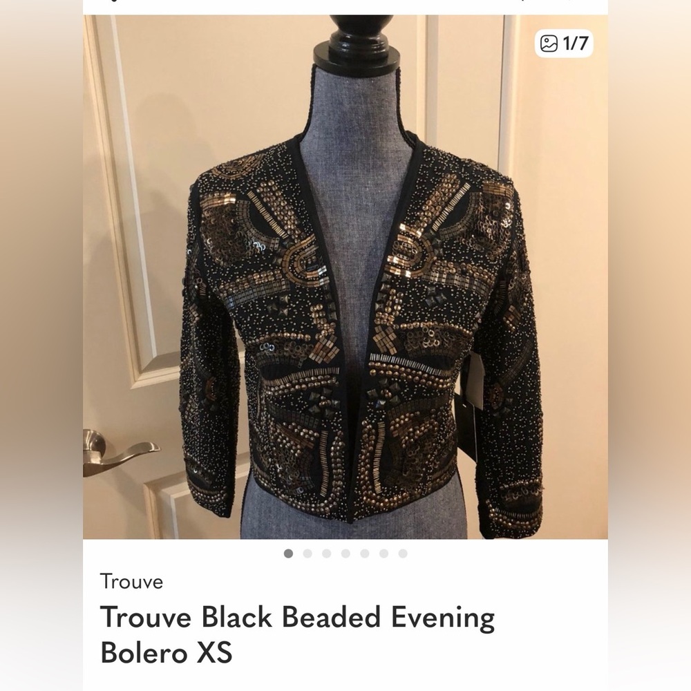 Trouve Black and Gold Beaded Jacket